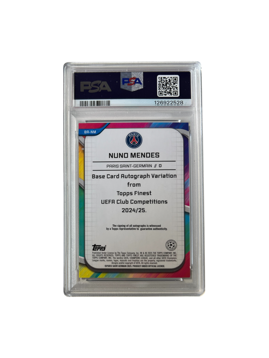 2024-2025 Topps Finest UCL Nuno Mendes Auto /75 PSA card