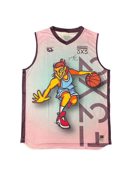 Fribourg 3x3 Basketball Caricature Jersey signed by Thomas Jurkovitz