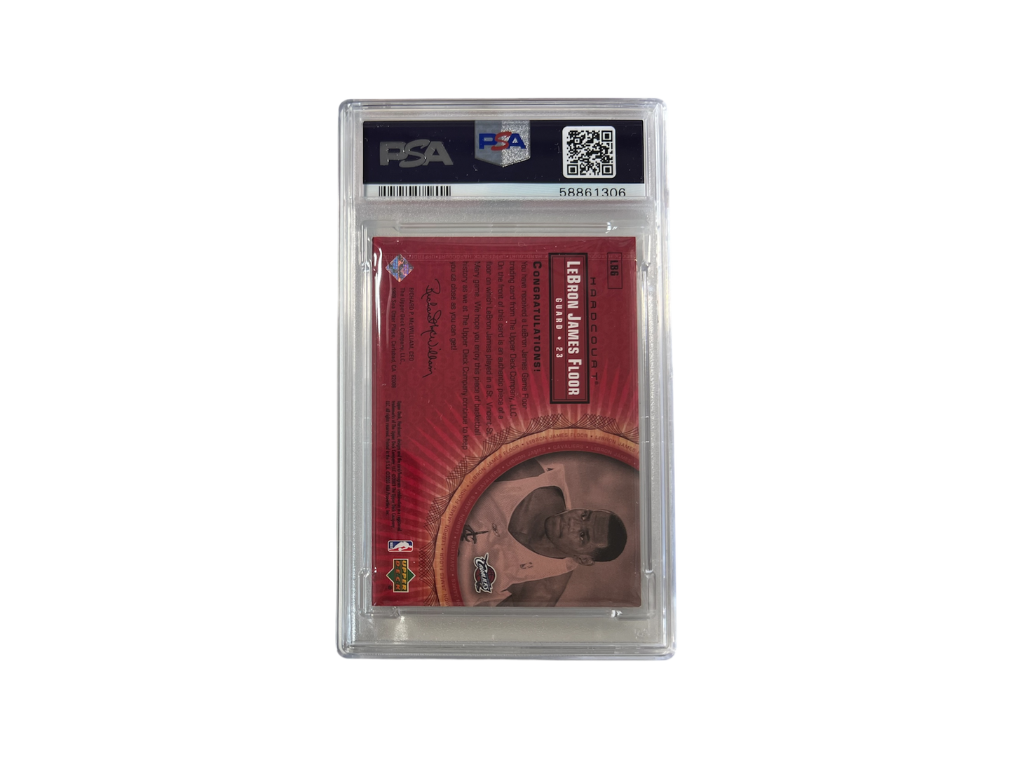2003 Upper Deck University Hardcourt LeBron James Floor Relic PSA card