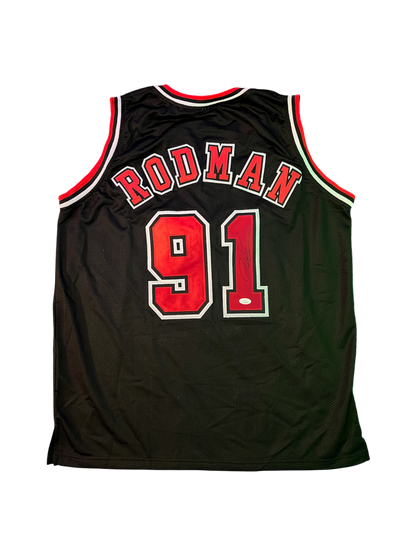 Chicago Bulls Dennis Rodman NBA signed Custom Red Jersey