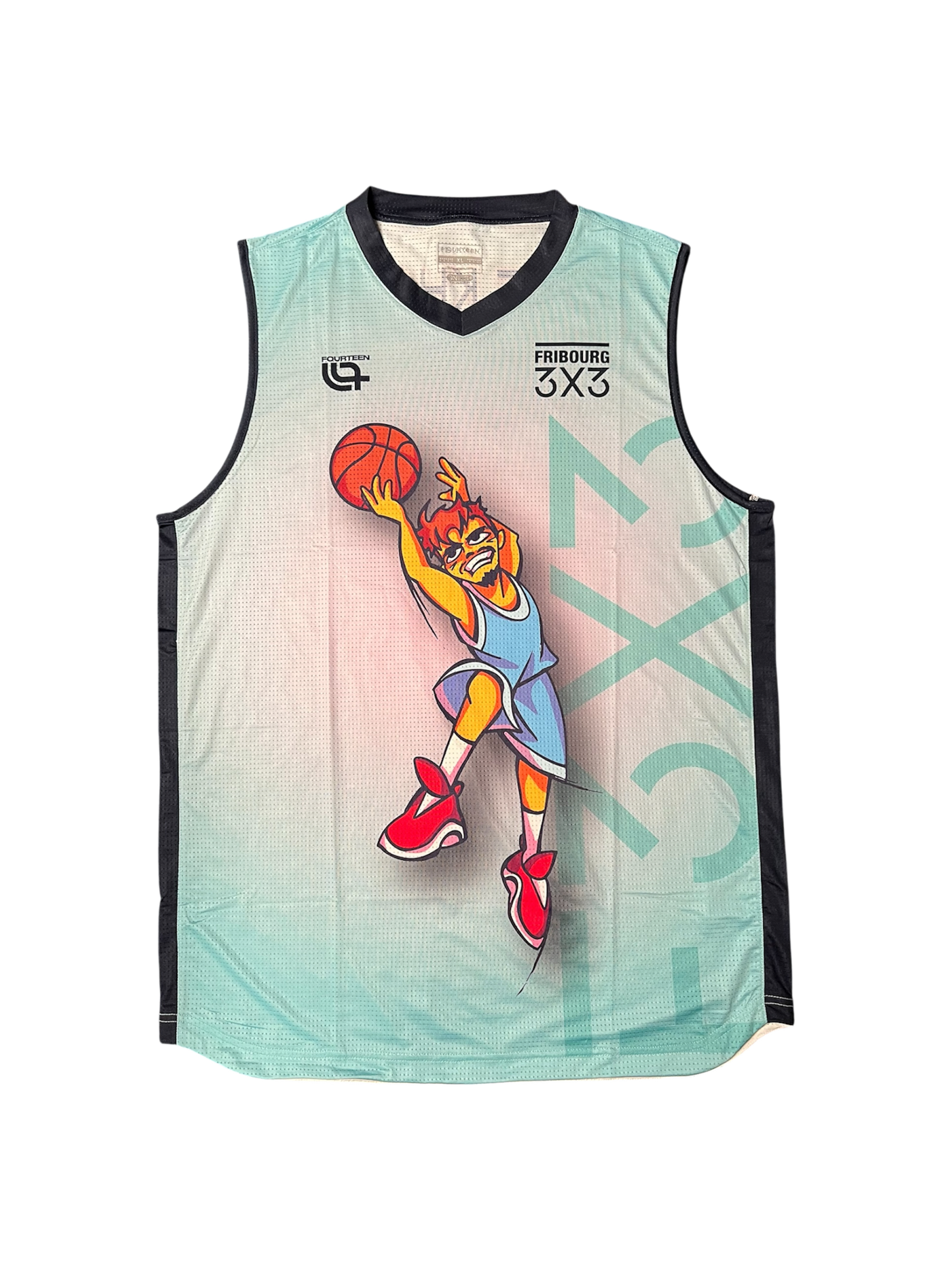 Fribourg 3x3 Basketball Signed caricature jersey by Natan Jurkovitz