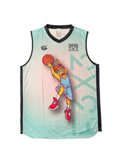 Fribourg 3x3 Basketball Signed caricature jersey by Natan Jurkovitz