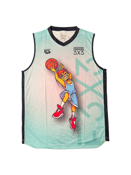 Fribourg 3x3 Basketball Caricature Jersey signed by Natan Jurkovitz
