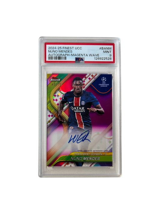 2024-2025 Topps Finest UCL Nuno Mendes Auto /75 PSA card