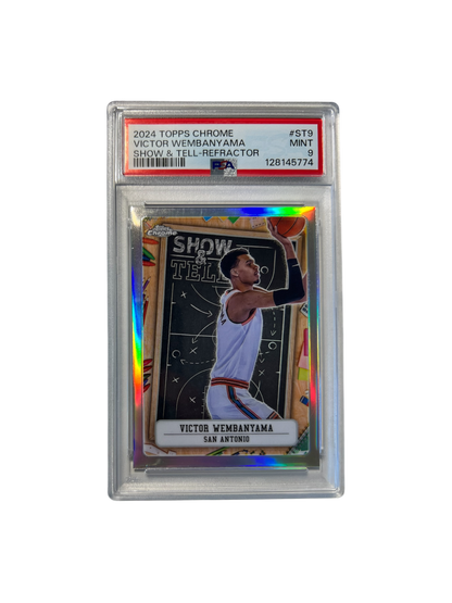 2024 Topps Chrome Victor Wembanyama Show & Tell Refractor PSA card