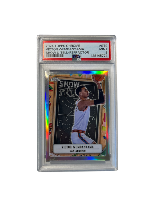 2024 Topps Chrome Victor Wembanyama Show & Tell Refractor PSA card