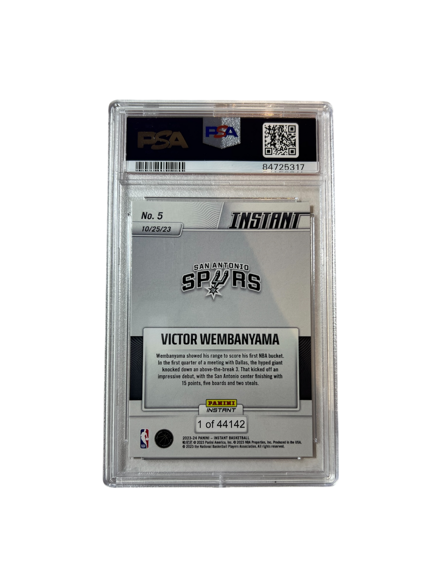 2023 Panini Instant Victor Wembanyama Rookie PSA 10 Card