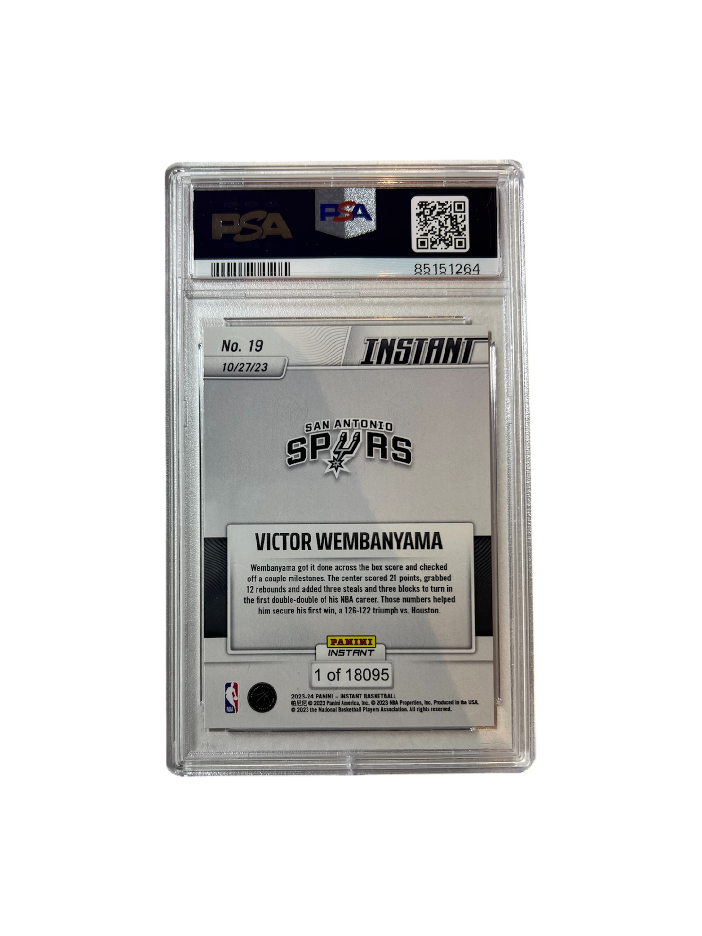 2023 Panini Instant Victor Wembanyama Rookie PSA 10 Card