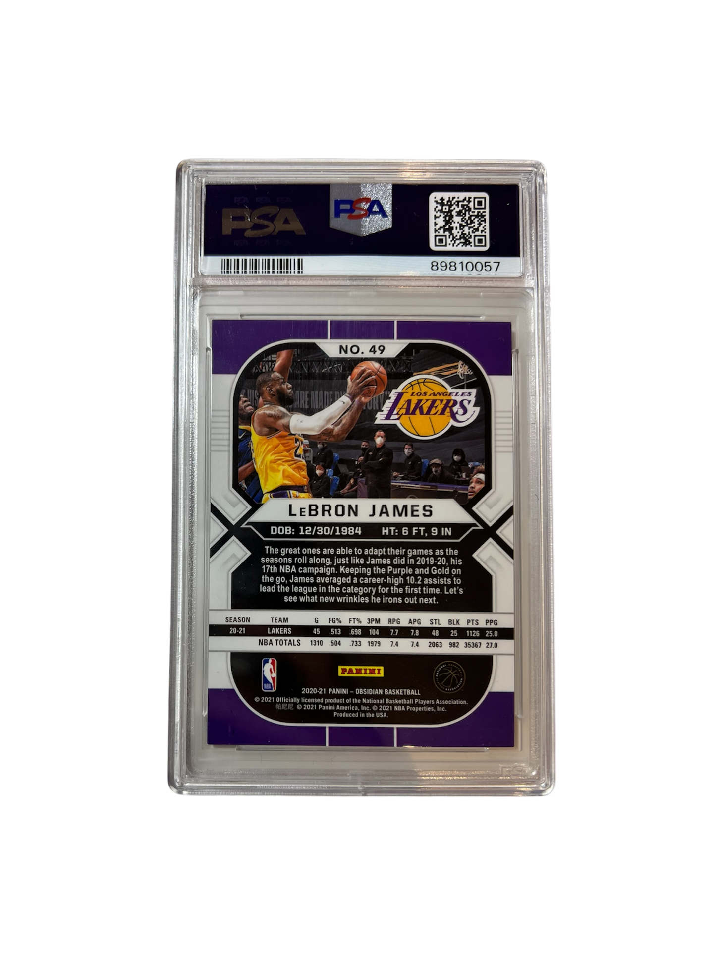 2020 Panini Obsidian LeBron James PSA Card