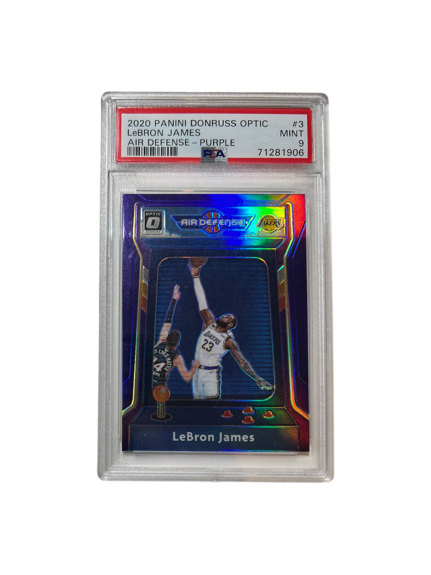 2020 Panini Donruss Optic LeBron James Air Defense PURPLE PSA Card