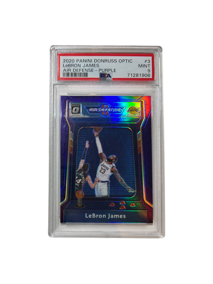 2020 Panini Donruss Optic LeBron James Air Defense PURPLE PSA Card