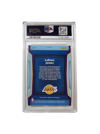 2020 Panini Donruss Optic LeBron James Air Defense PURPLE PSA Card
