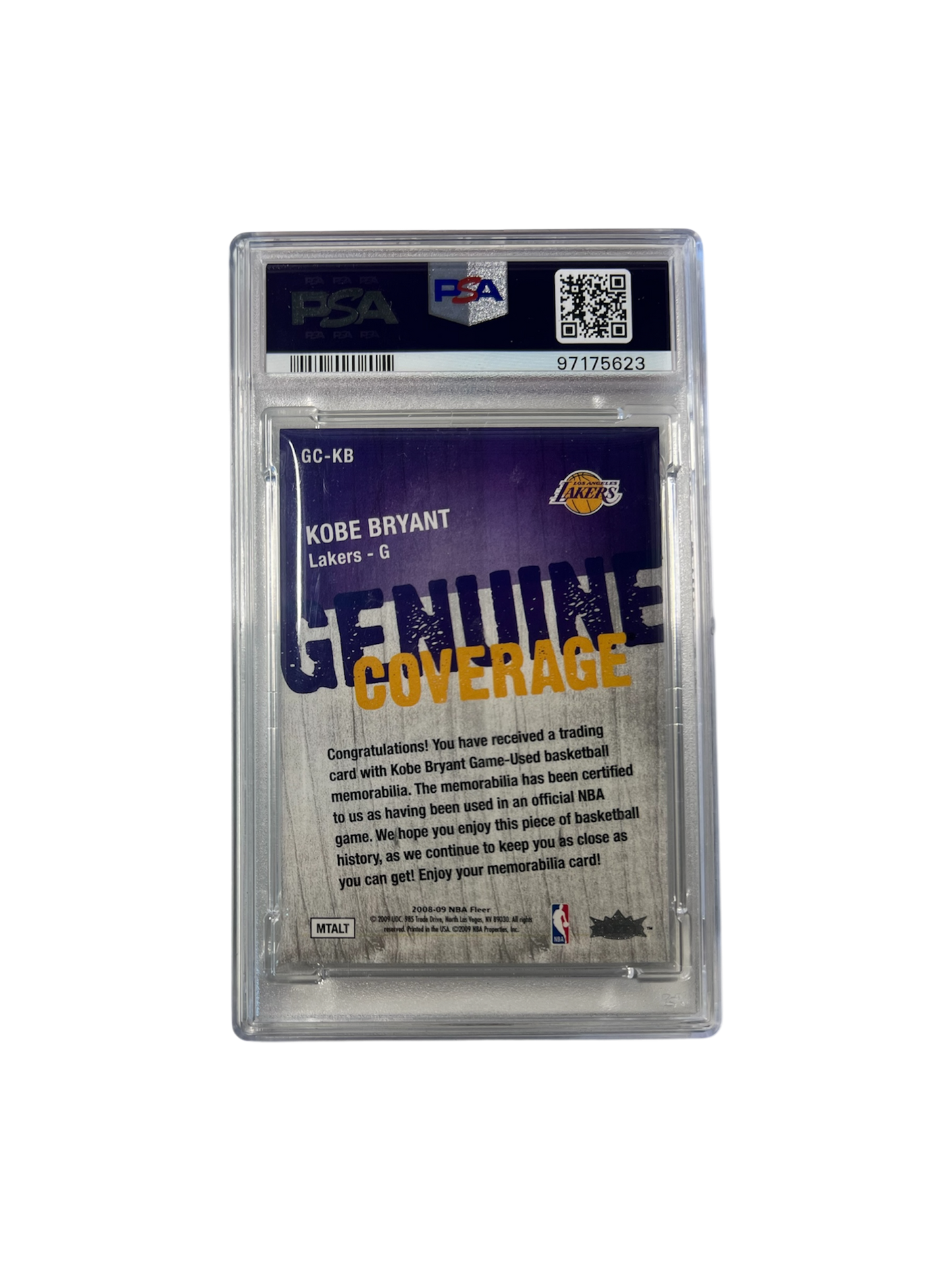 2008 Fleer Kobe Bryant Patch Relic PSA card