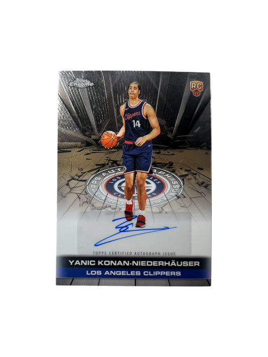 2025/26 Topps Chrome Los Angeles Clippers Yanic Konan Niederhauser RC Rookie AUTO card