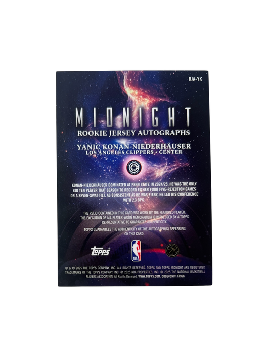 2025/26 Topps Midnight Los Angeles Clippers Yanic Konan Niederhauser RC Rookie PATCH & AUTO /75 card
