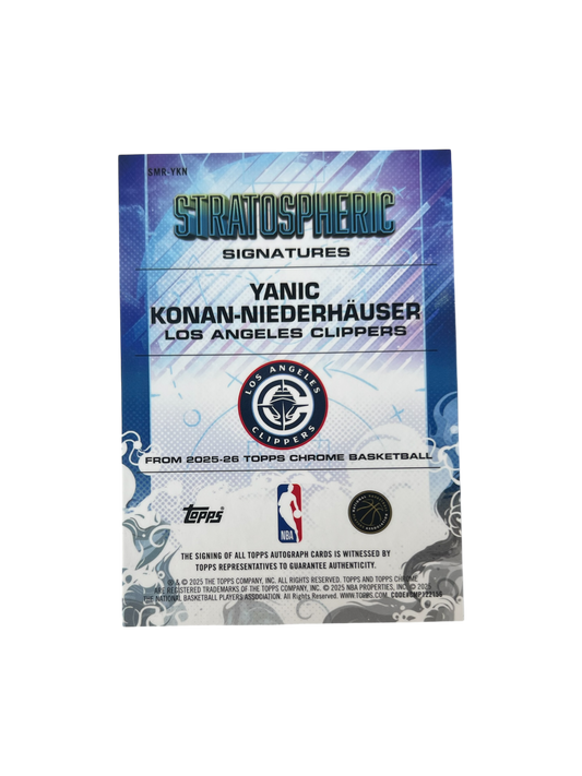 2025/26 Topps Chrome Los Angeles Clippers Yanic Konan Niederhauser RC Rookie AUTO card