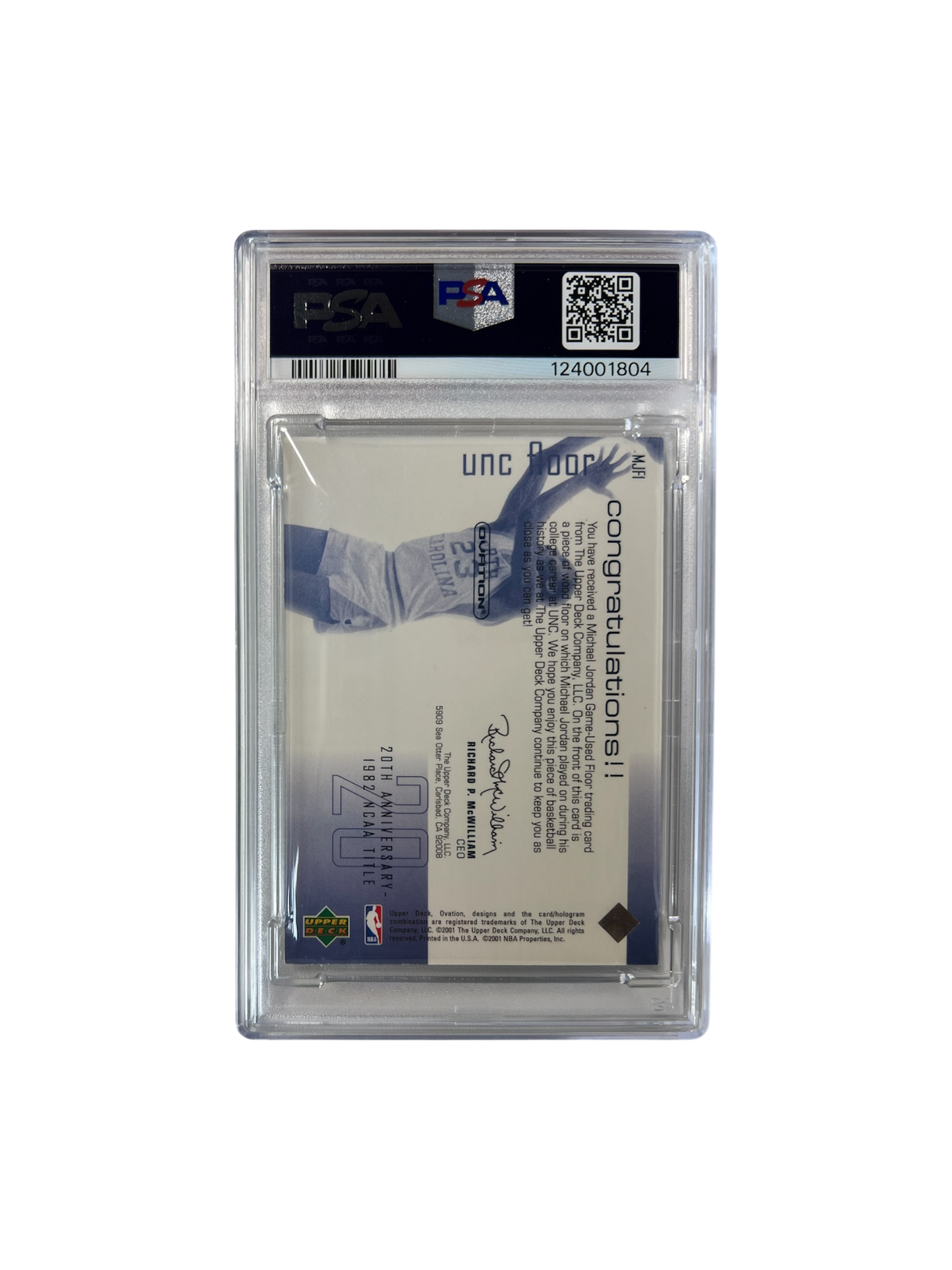 2001 Upper Deck Ovation Michael Jordan North Carolina Floor Relic PSA Card