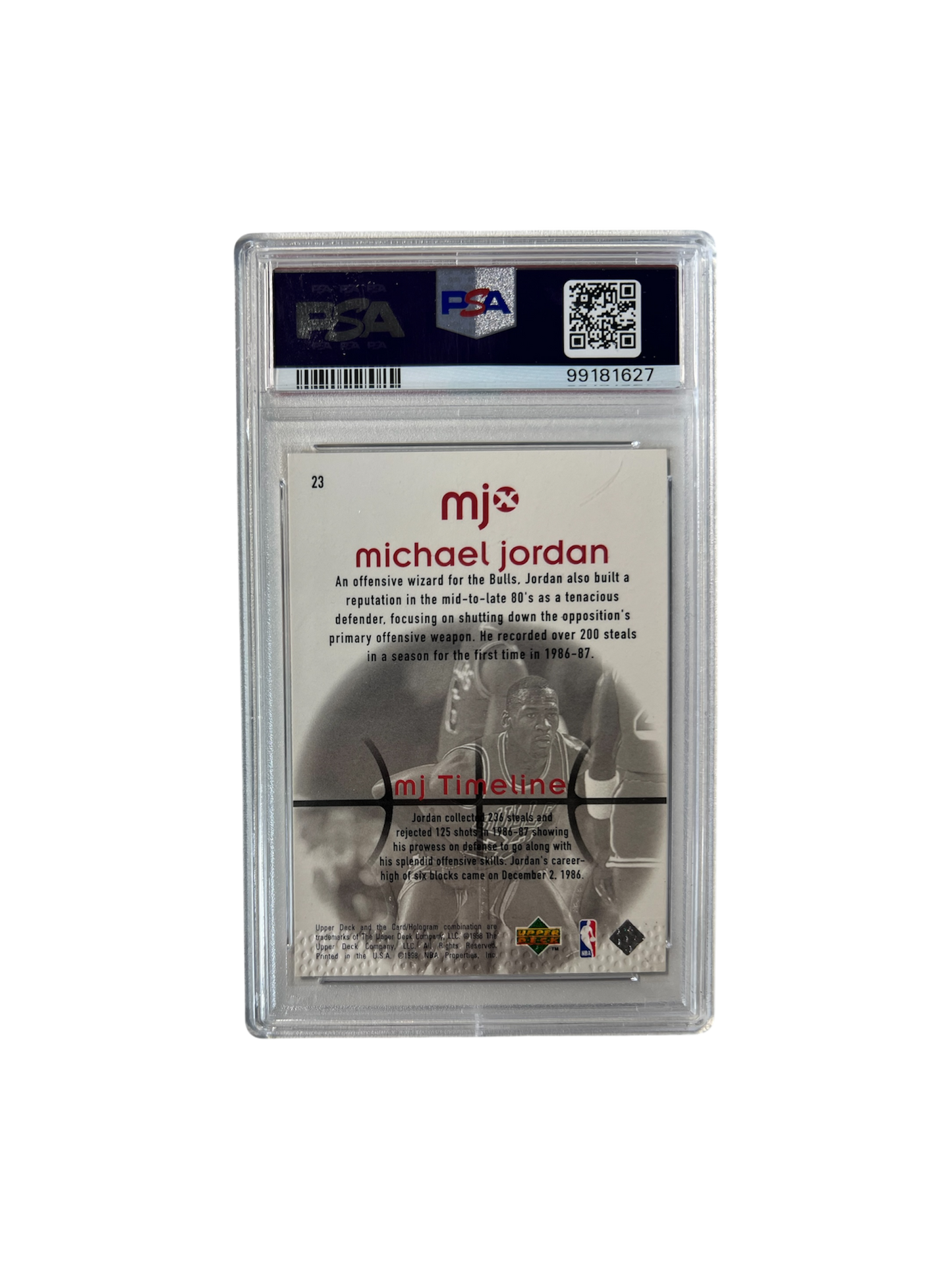 1998 Upper Deck MJx Michael Jordan #23 PSA Card