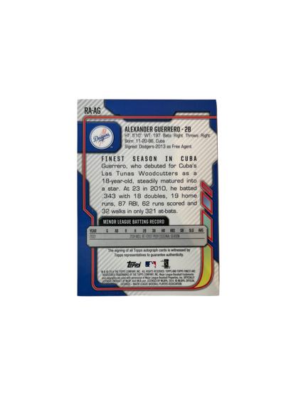 2014 Topps Los Angeles Dodgers Alexander Guerrero AUTO card