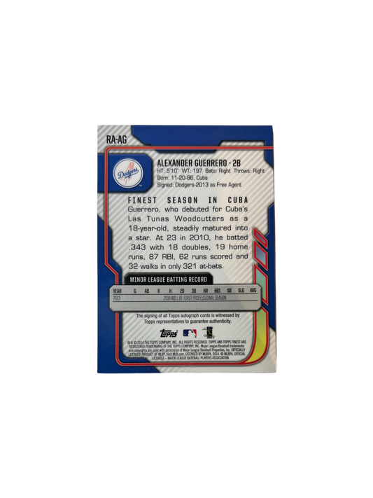 2014 Topps Los Angeles Dodgers Alexander Guerrero AUTO card