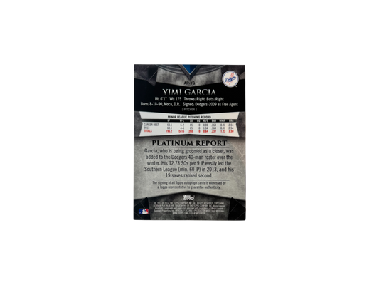 2014 Topps Los Angeles Dodgers Yimi Garcia AUTO card