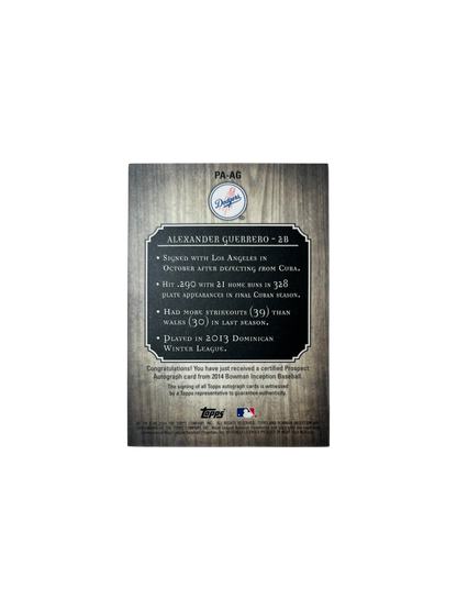 2014 Topps Inception Los Angeles Dodgers Alexander Guerrero AUTO card