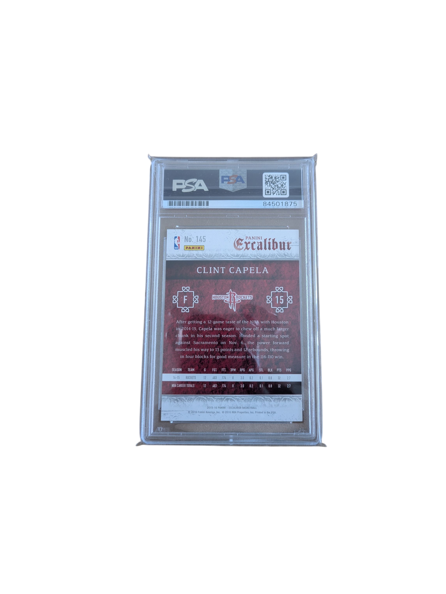 2015 Panini Excalibur Clint Capela PSA/DNA Certified Authentic PSA Auto Card