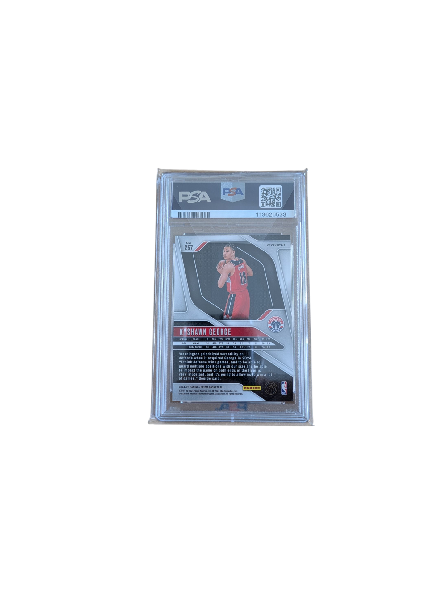 2024 Panini Prizm Kyshawn George Silver PSA Rookie Card