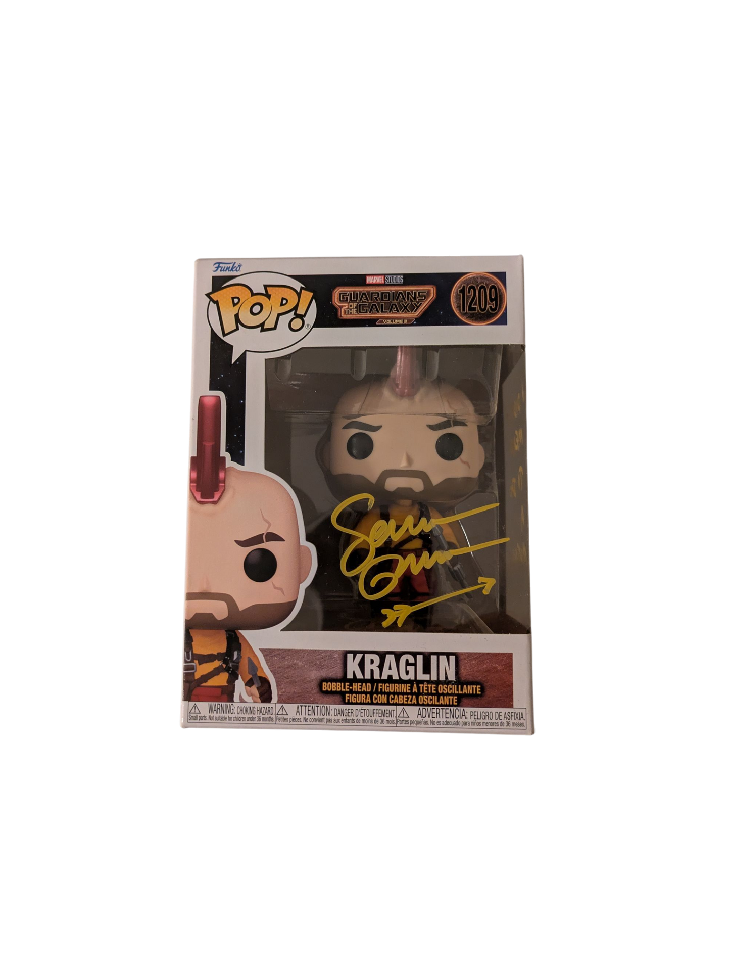 Funko POP Vinyl Guardians of the Galaxy 3 Kraglin signed by Sean Gunn "Mutiny"