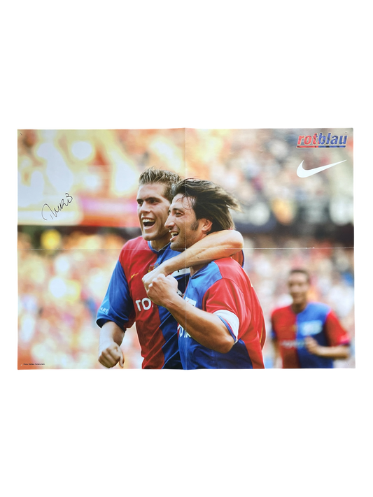 Poster FC Basel Rotblau signed by Murat Yakin (580x415mm)
