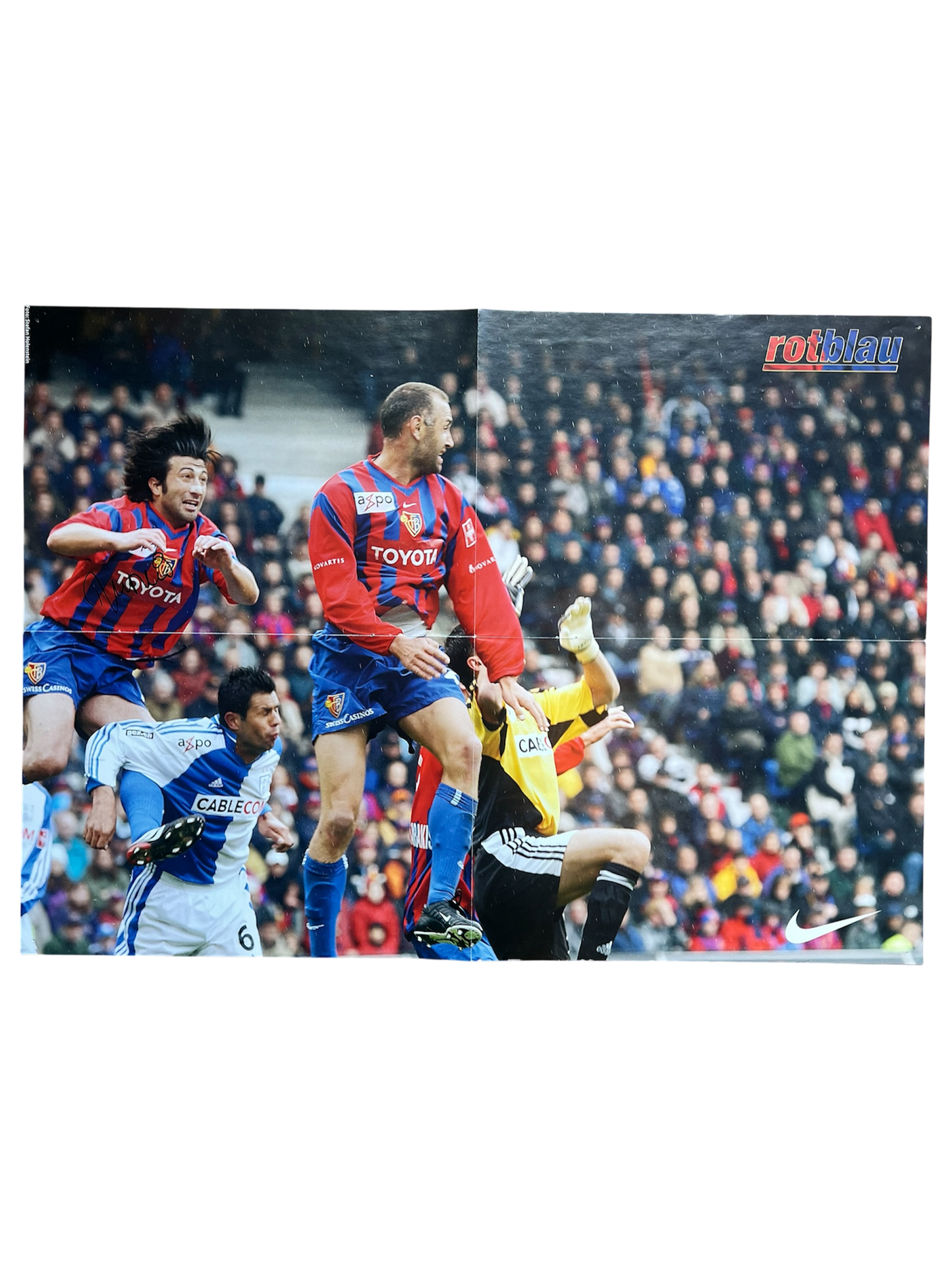 Poster FC Basel Rotblau signed by Murat Yakin (580x415mm)
