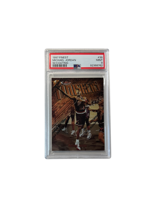 1997 Topps Finest Michael Jordan Finishers with coating PSA 9 card