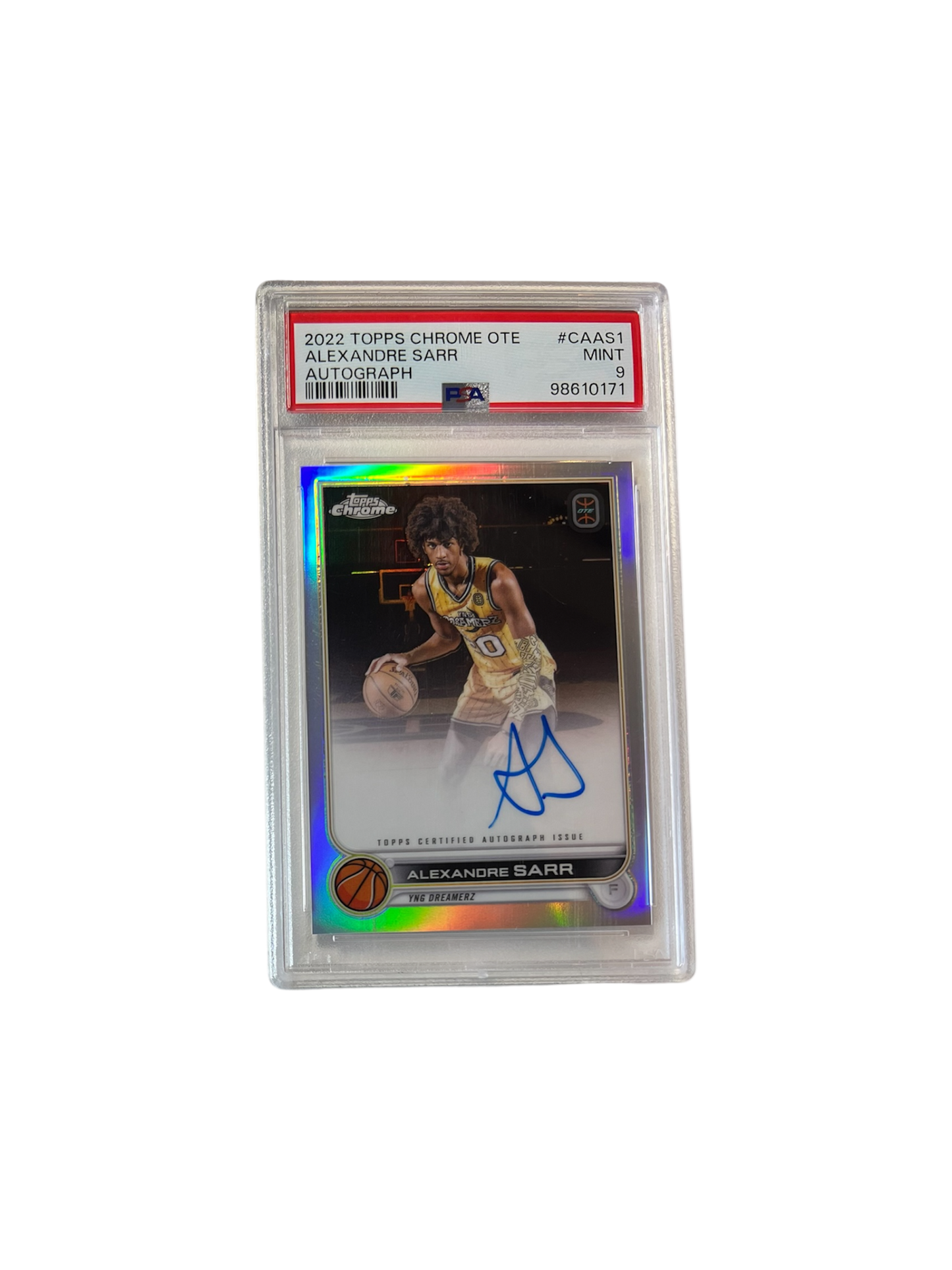 2022 Topps Chrome Alexandre Sarr Autograph PSA 9 card