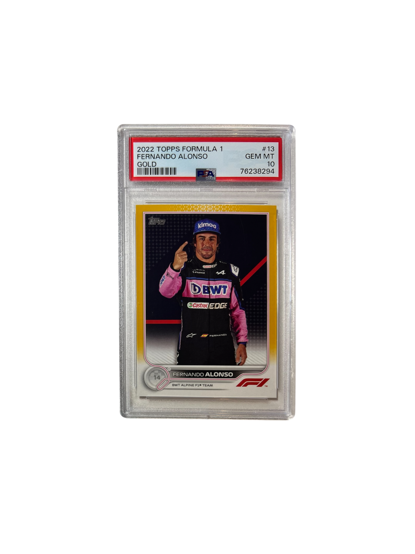 2022 Topps Formula 1 Fernando Alonso Gold /50 PSA 10 card