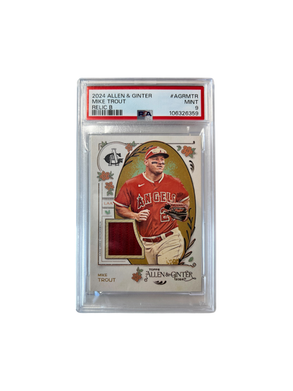 2024 Topps Allen & Ginter Mike Trout Relic Game-Used Patch PSA 9 card