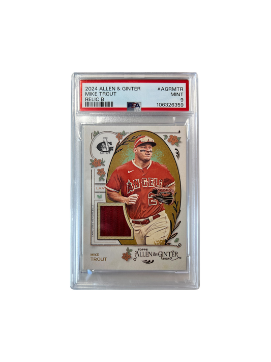 2024 Topps Allen & Ginter Mike Trout Relic Game-Used Patch PSA 9 card