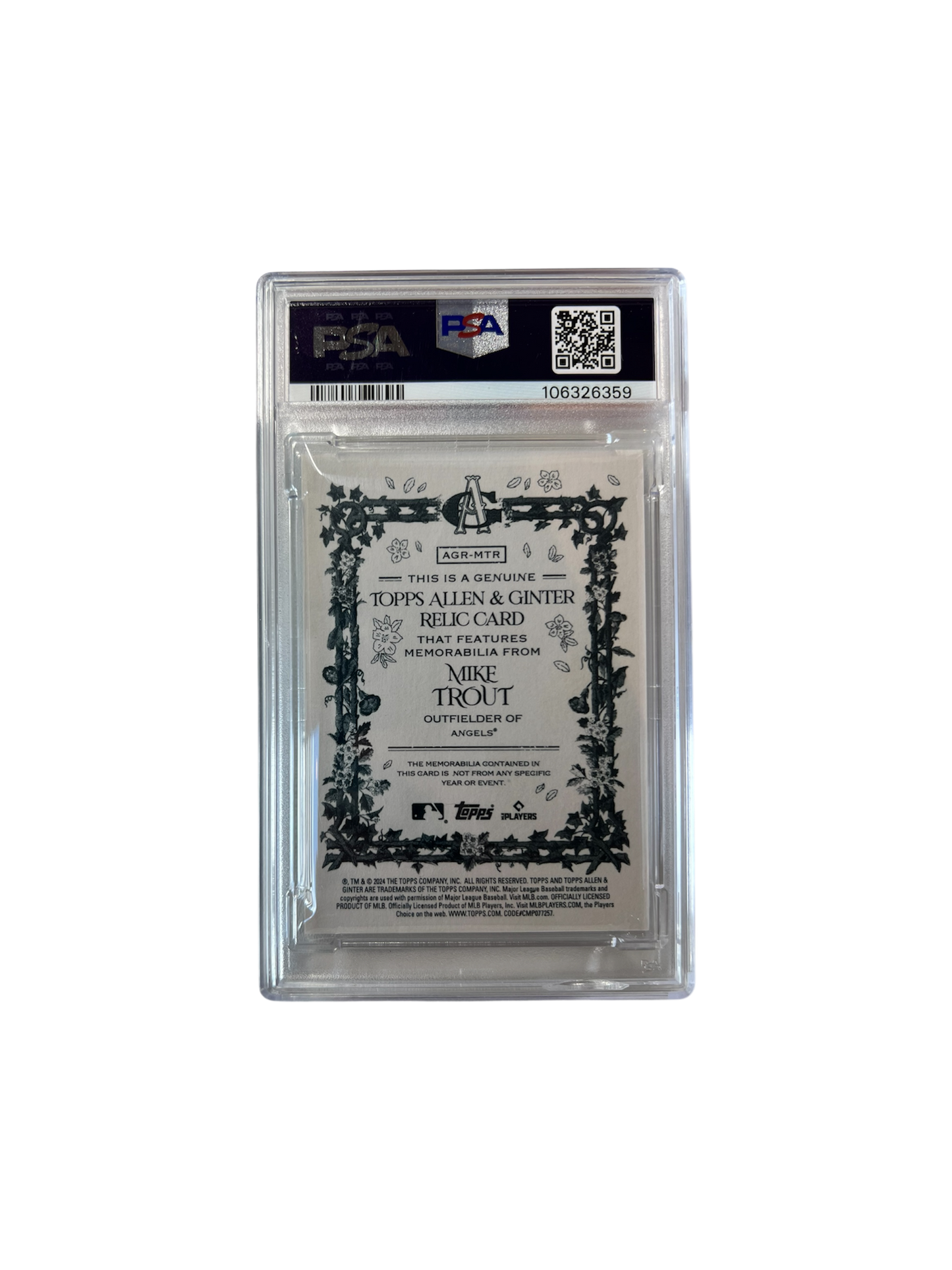 2024 Topps Allen & Ginter Mike Trout Relic Game-Used Patch PSA 9 card