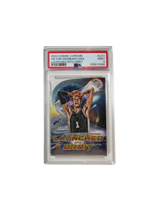 2023 Cosmic Chrome Victor Wembanyama Launched Into Orbit PSA 9 card