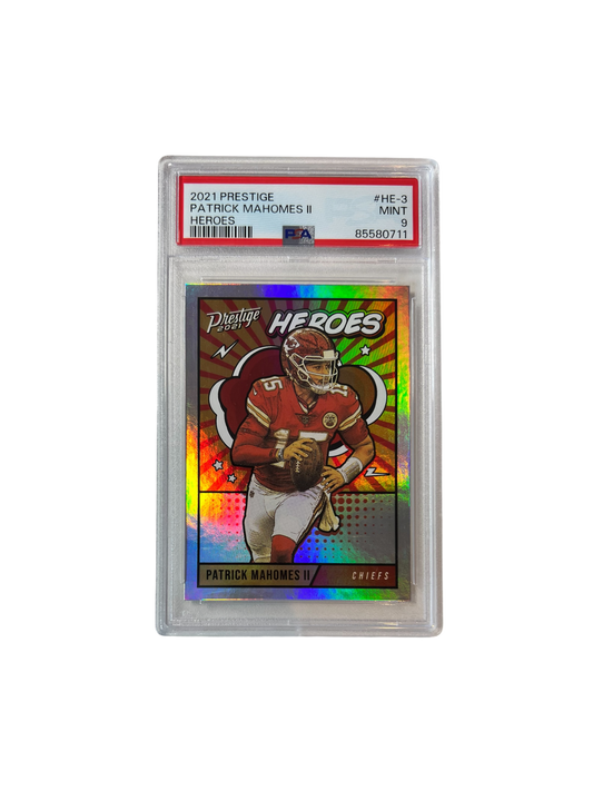 2021 Prestige Patrick Mahomes II HEROES PSA 9 card