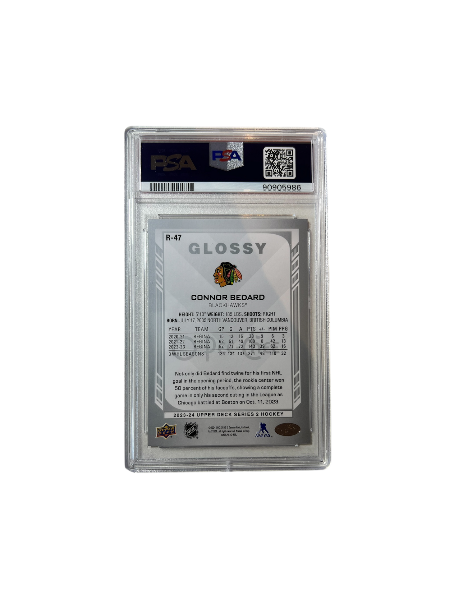 2023 Upper Deck Connor Bedard PSA 9 card