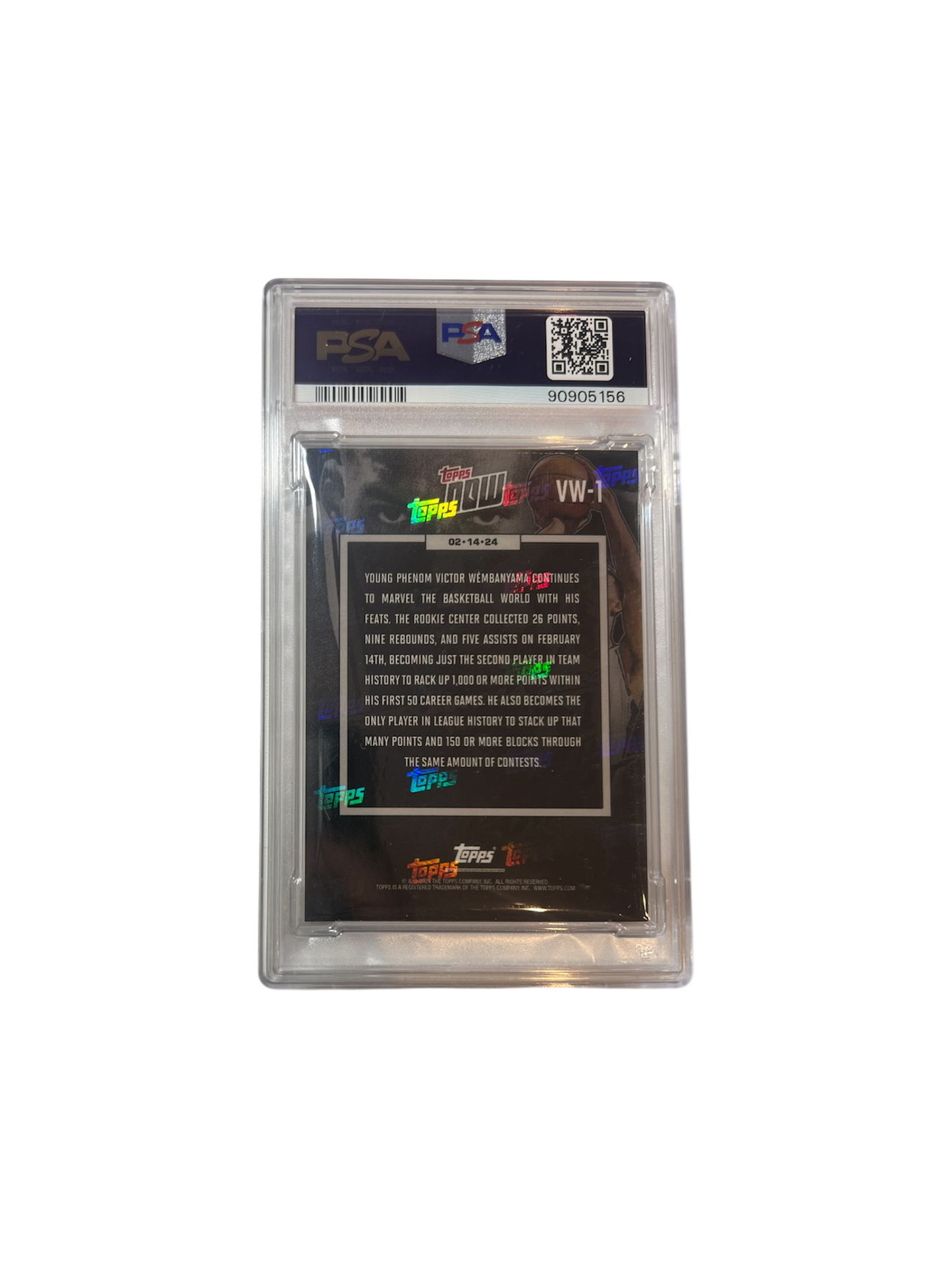2023 Topps Now Victor Wembanyama 1000th points PSA 8 Card