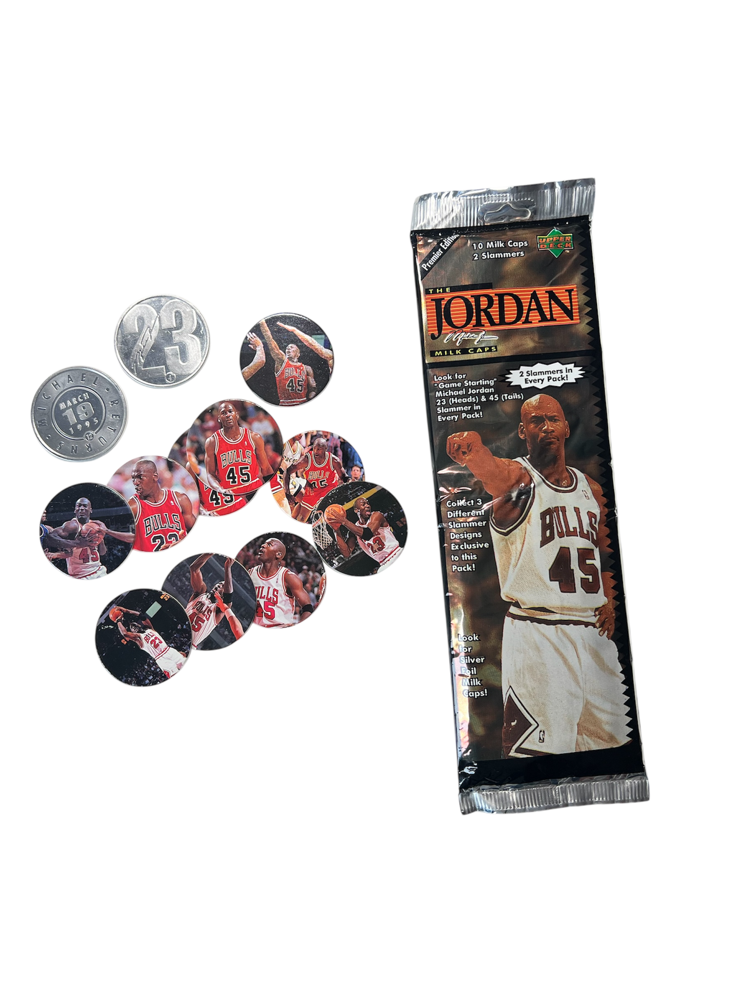 1995 Upper Deck Chicago Bulls Michael Jordan Milk Caps POGs pack