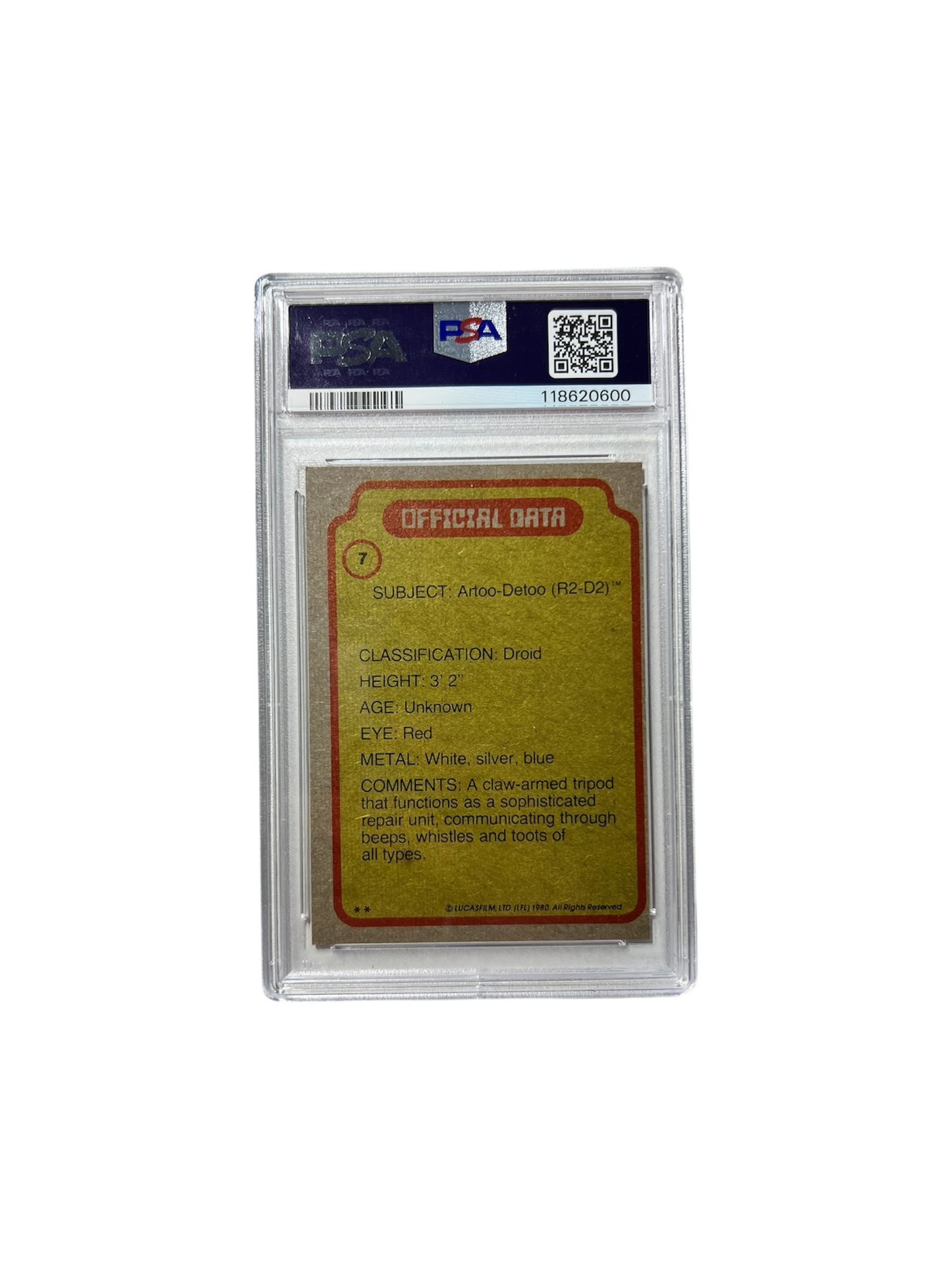 1980 Star Wars Artoo-Deetoo R2D2 Empires Strikes Back PSA Card