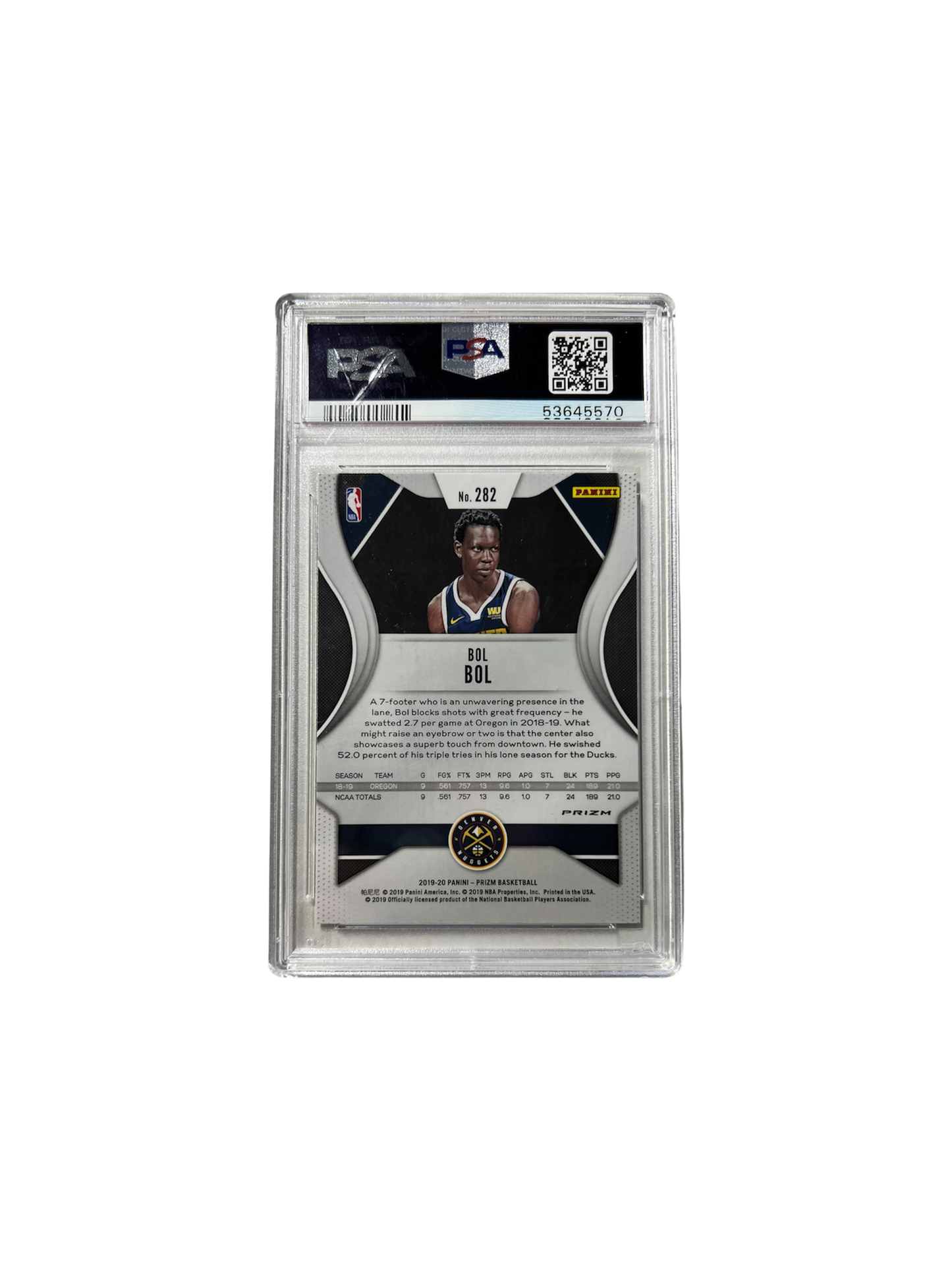 2019 Panini Prizm Bol Bol Silver Prizm PSA Card
