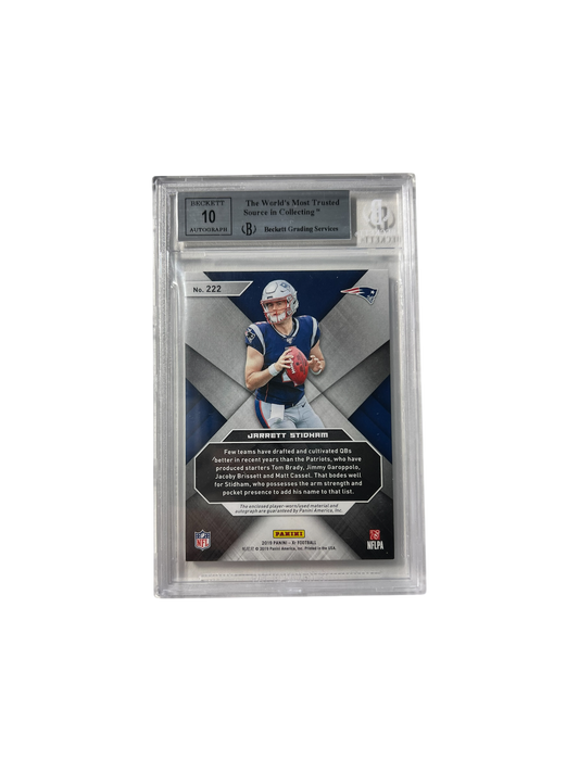 2019 Panini XR Jarrett Stidham Patriots Jersey PATCH AUTO /199 Backett BGC Card
