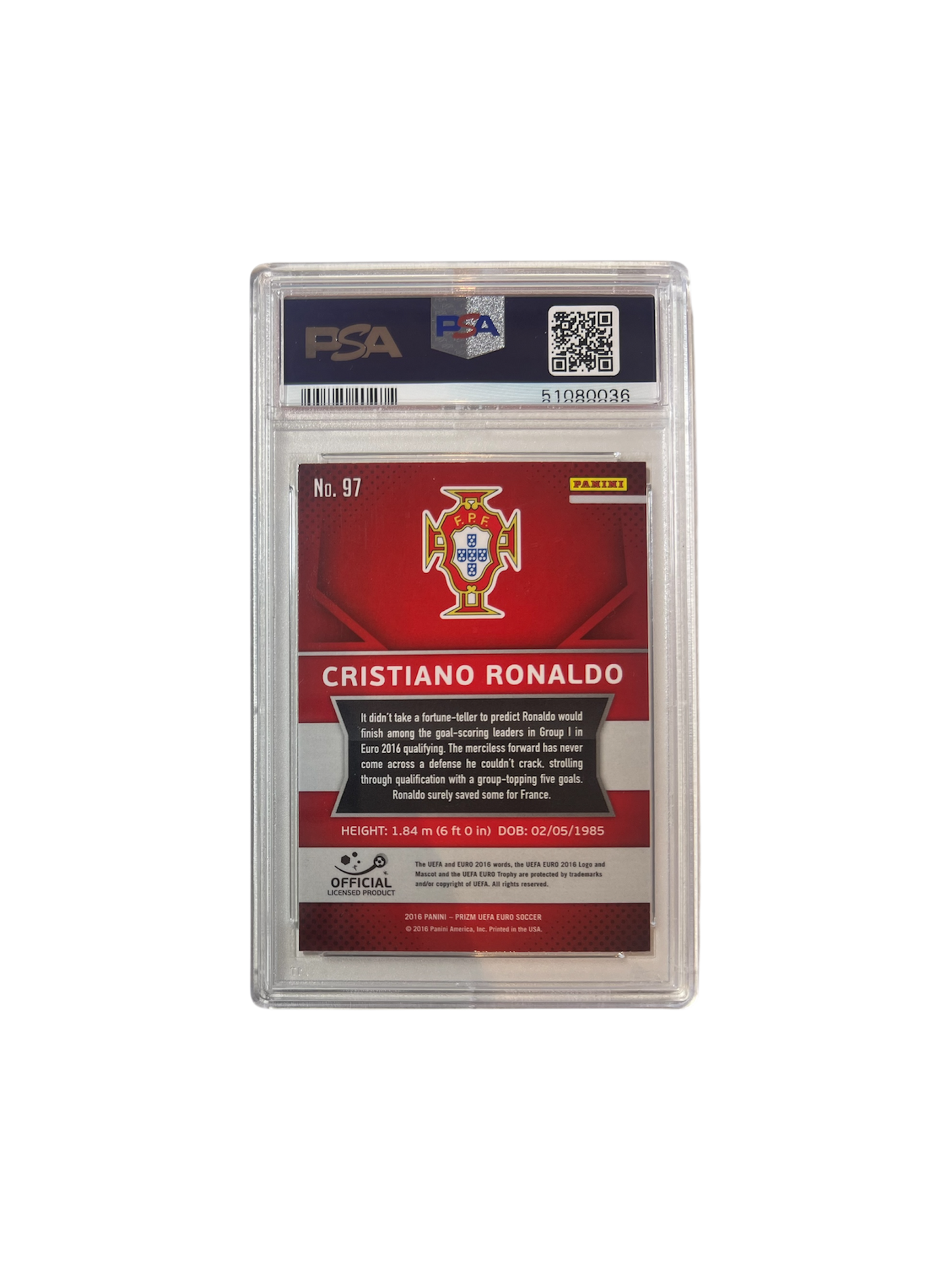 2016 Panini Prizm UEFA Cristiano Ronaldo PSA Card