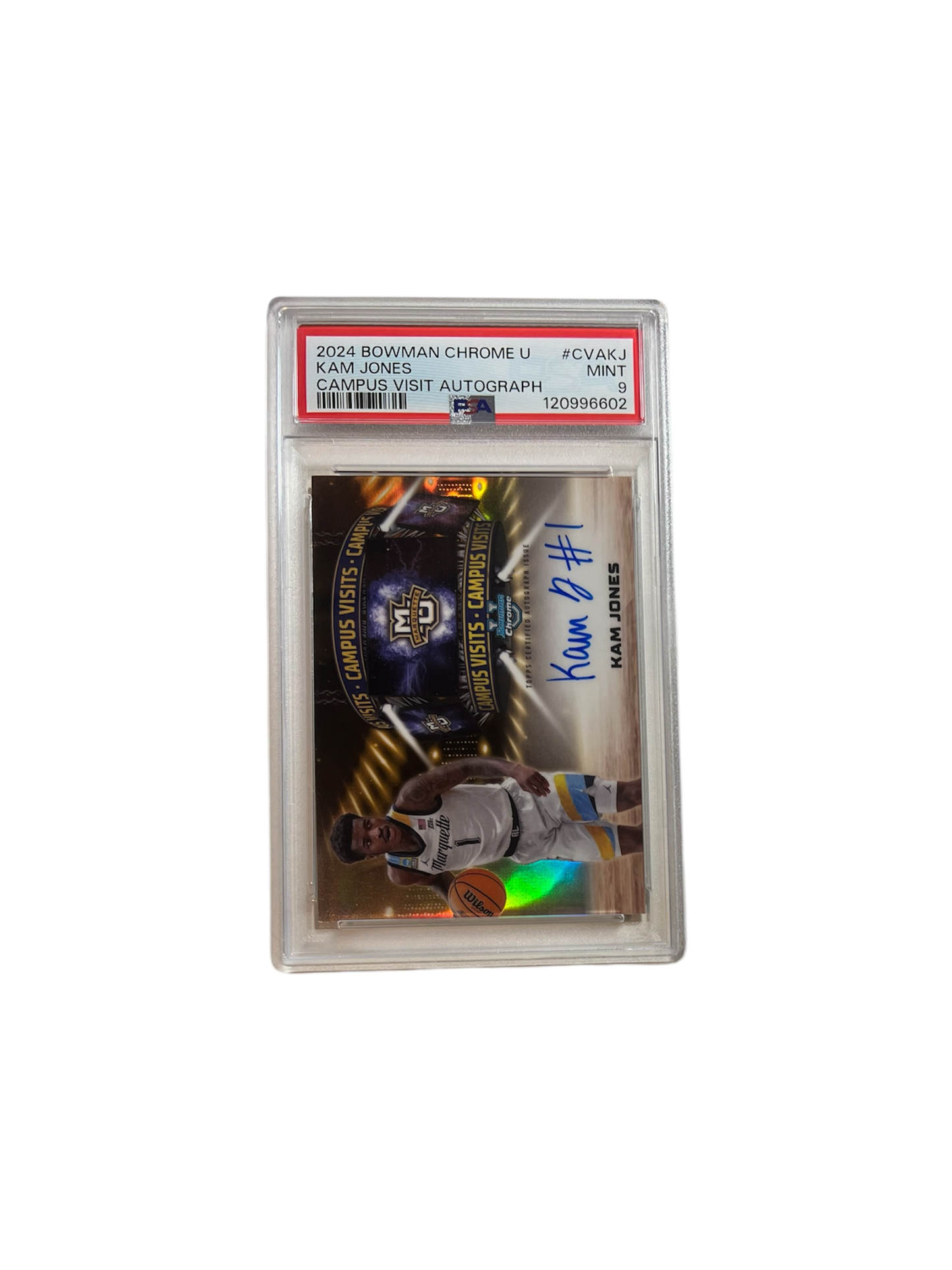 2024 Bowman Chrome U Kam Jones Indiana Pacers Rookie RC AUTO PSA Card
