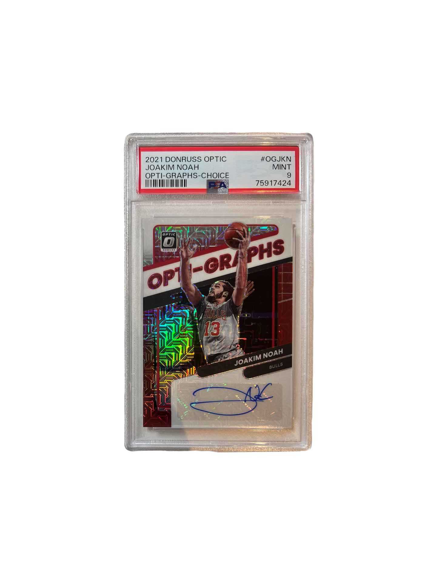 2021 Donruss Optic Joakim Noah Opti-Graphs Choice Autograph PSA card