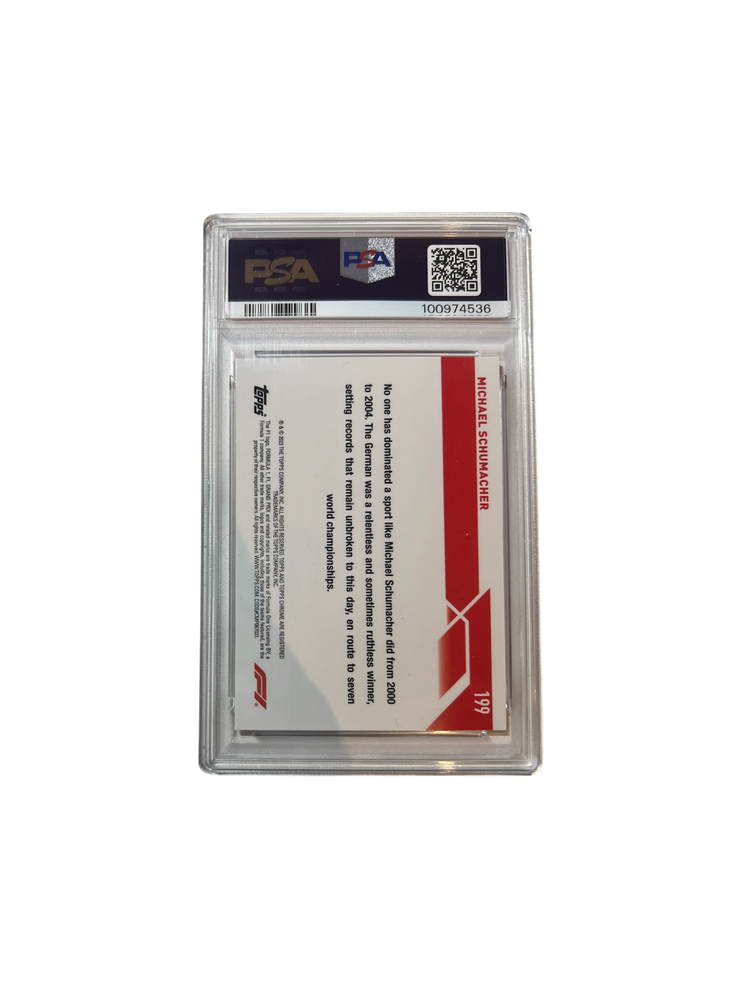 2023 Topps Chrome Formula 1 Michael Schumacher Pink Refractor PSA Card