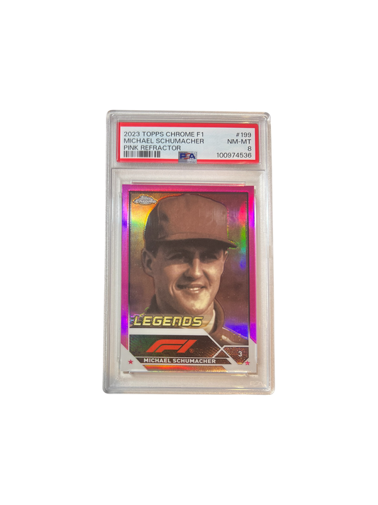 2023 Topps Chrome Formula 1 Michael Schumacher Pink Refractor PSA Card